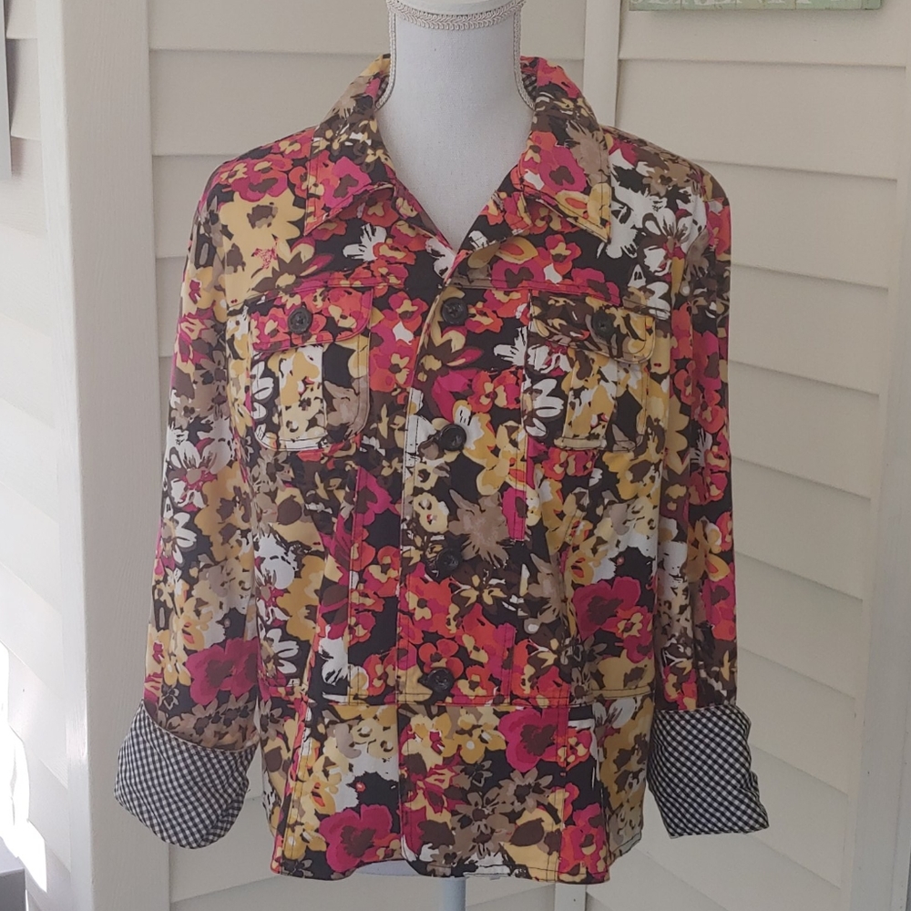 CJ Banks Floral Blazer - Pink, Yellow, Black